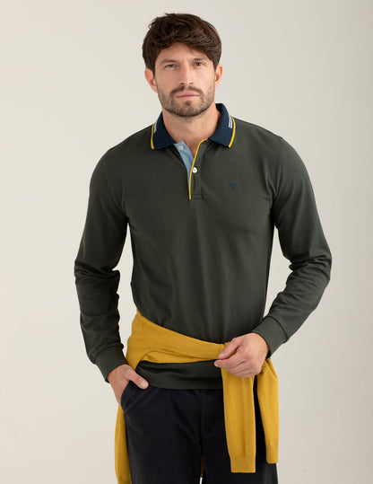 Polo manica lunga in piquet stretch
