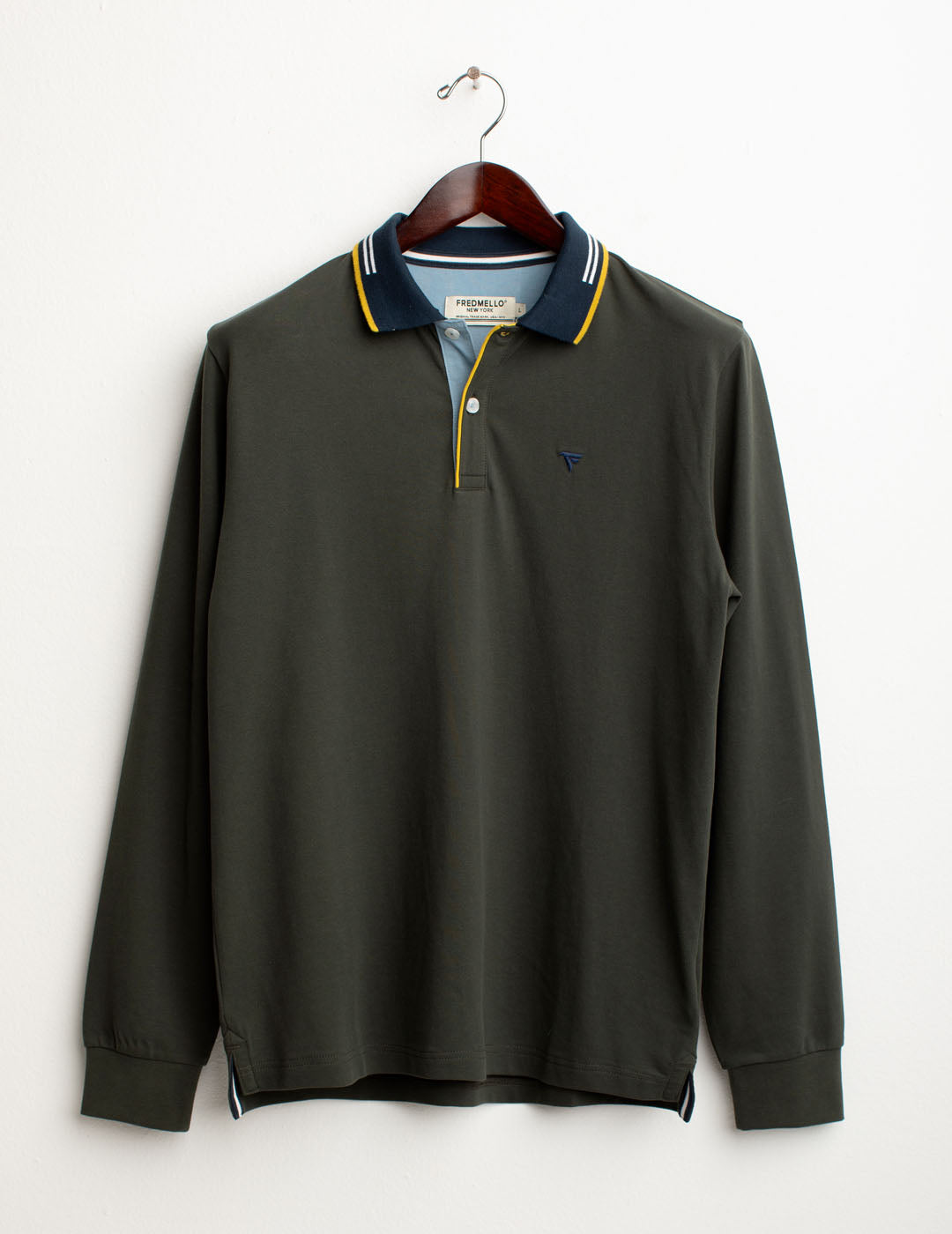 Polo manica lunga in piquet stretch uomo army fm25w01qu cc-a0804 Polo manica lunga in piquet stretch