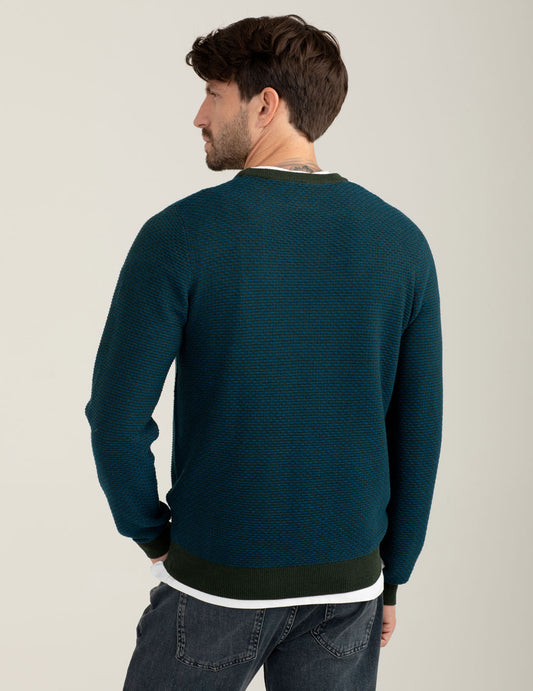 Two-tone wool blend sweater - back - 002