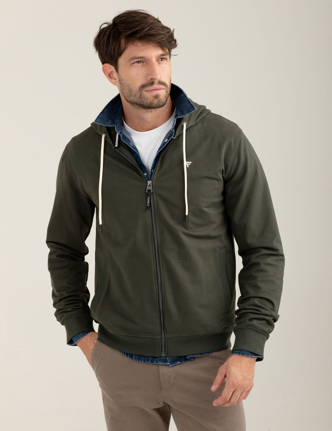 Felpa full zip con cappuccio uomo army fm25w02fz cc-a0804 Felpa full zip con cappuccio