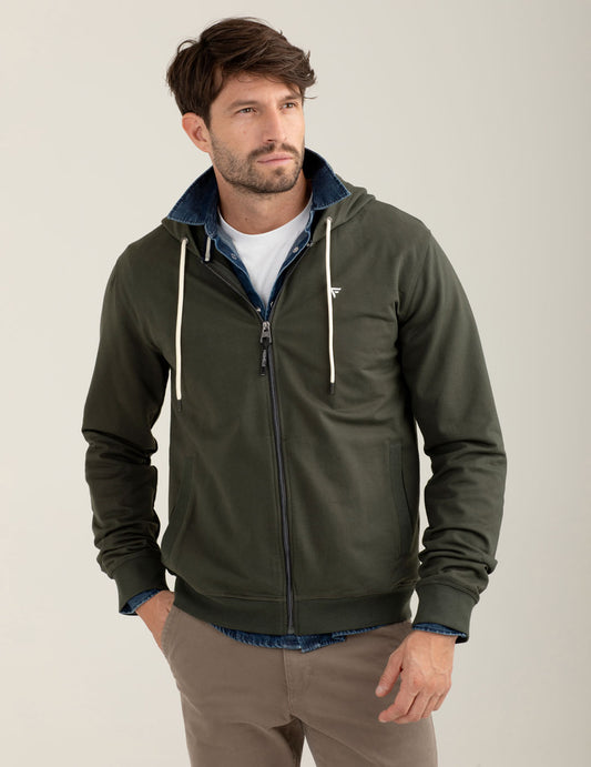 Felpa full zip con cappuccio uomo army fm25w02fz cc-a0804