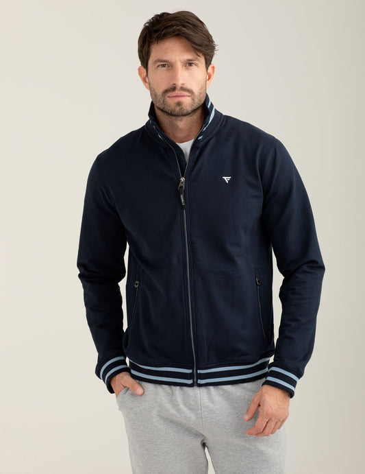 Felpa full zip con collo in piedi uomo blue fm25w03fz cc-a0601
