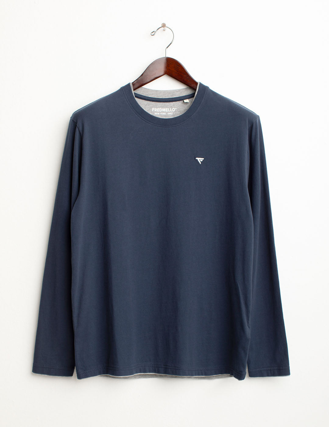 T-shirt manica lunga con dettagli in contrasto uomo blue fm25w02tg cc-a0601 T-shirt manica lunga con dettagli in contrasto