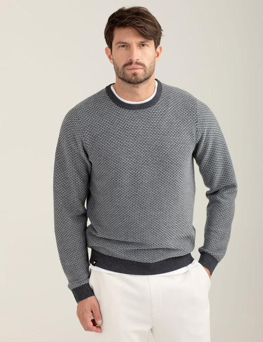 Two-tone wool blend sweater man antracite melange fm25w43mg cc-a0953