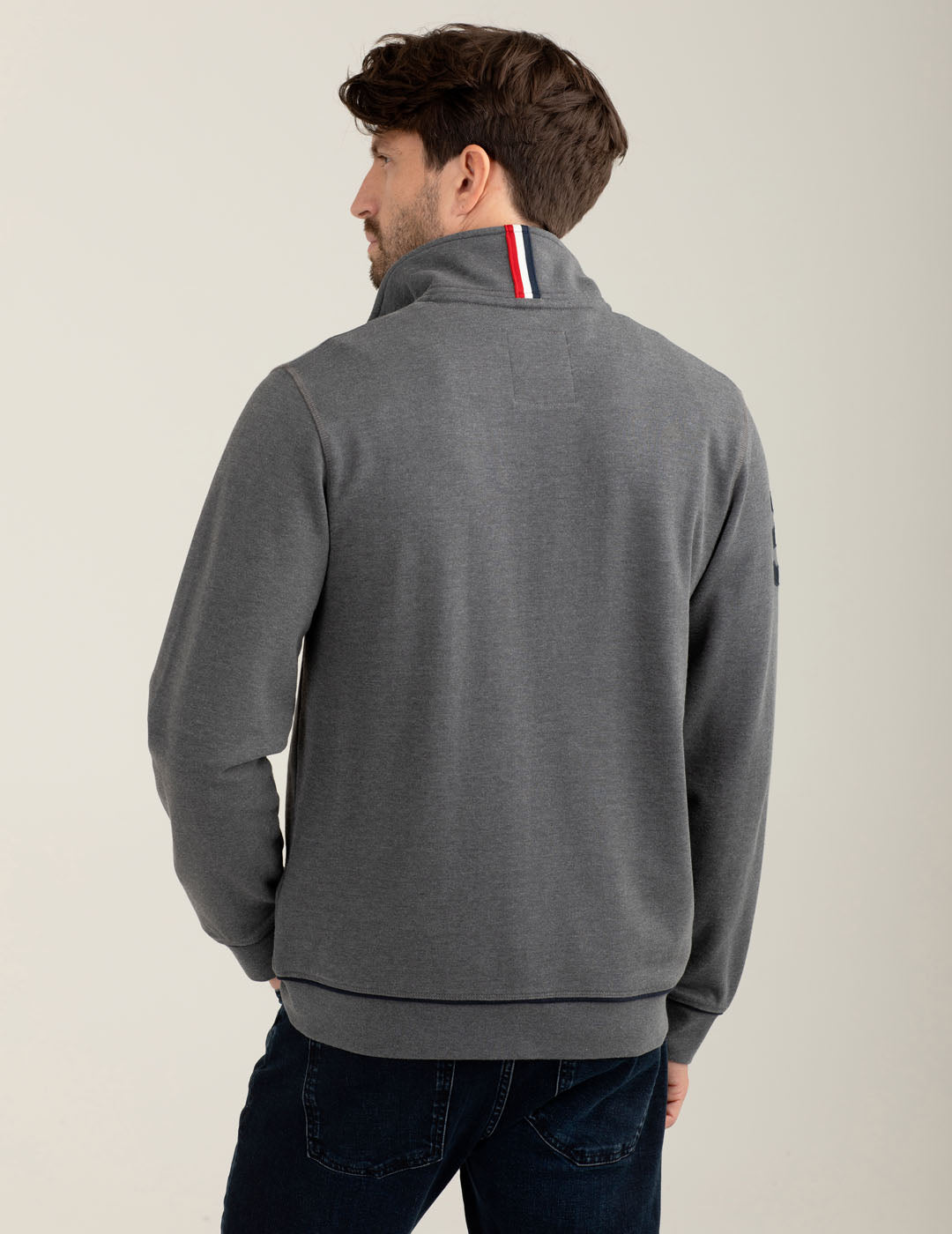 Full-zip sweatshirt with American Flag details man antracite melange fm25w20fz cc-a0953 Full-zip sweatshirt with American Flag details