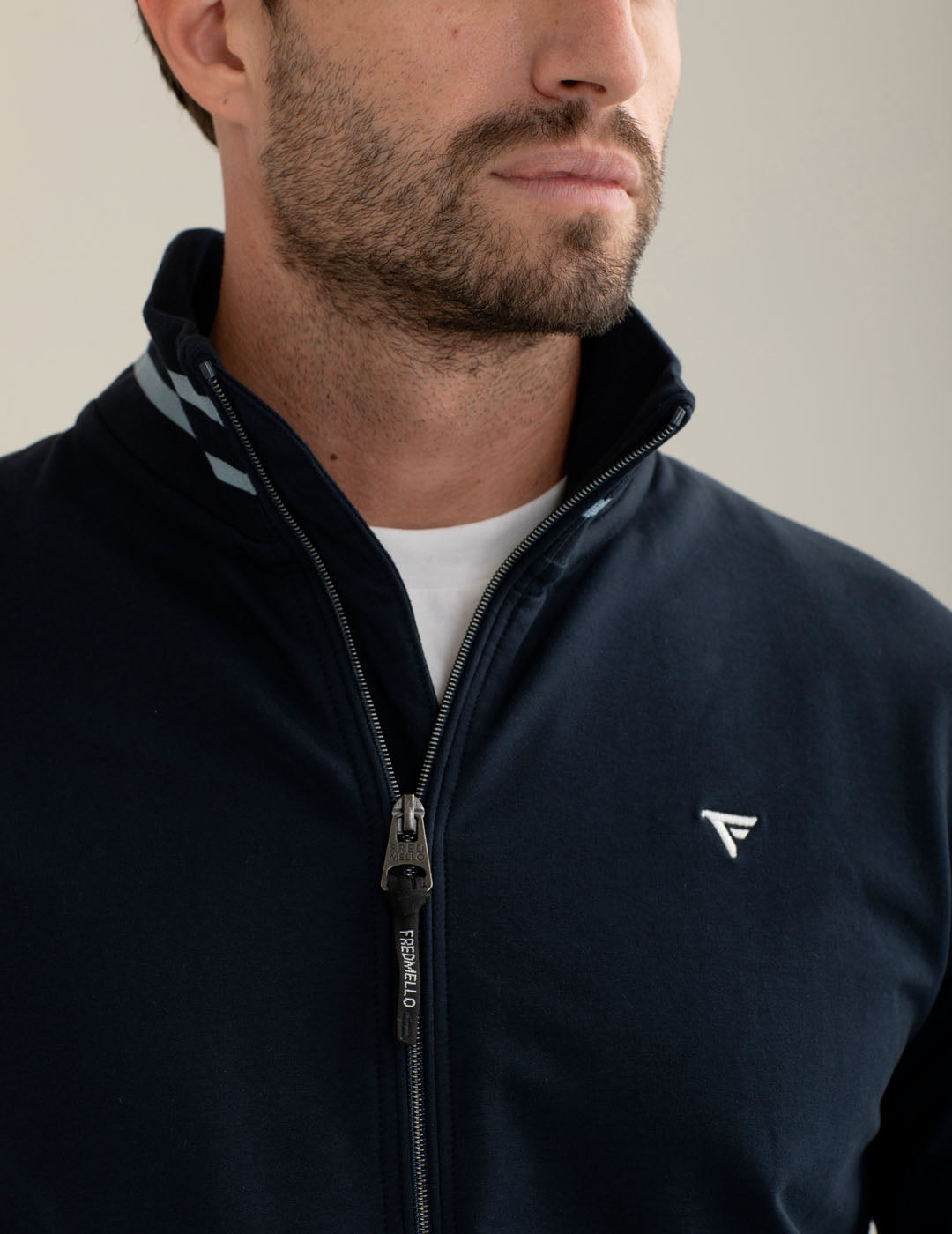 Felpa full zip con collo in piedi uomo blue fm25w03fz cc-a0601 Felpa full zip con collo in piedi