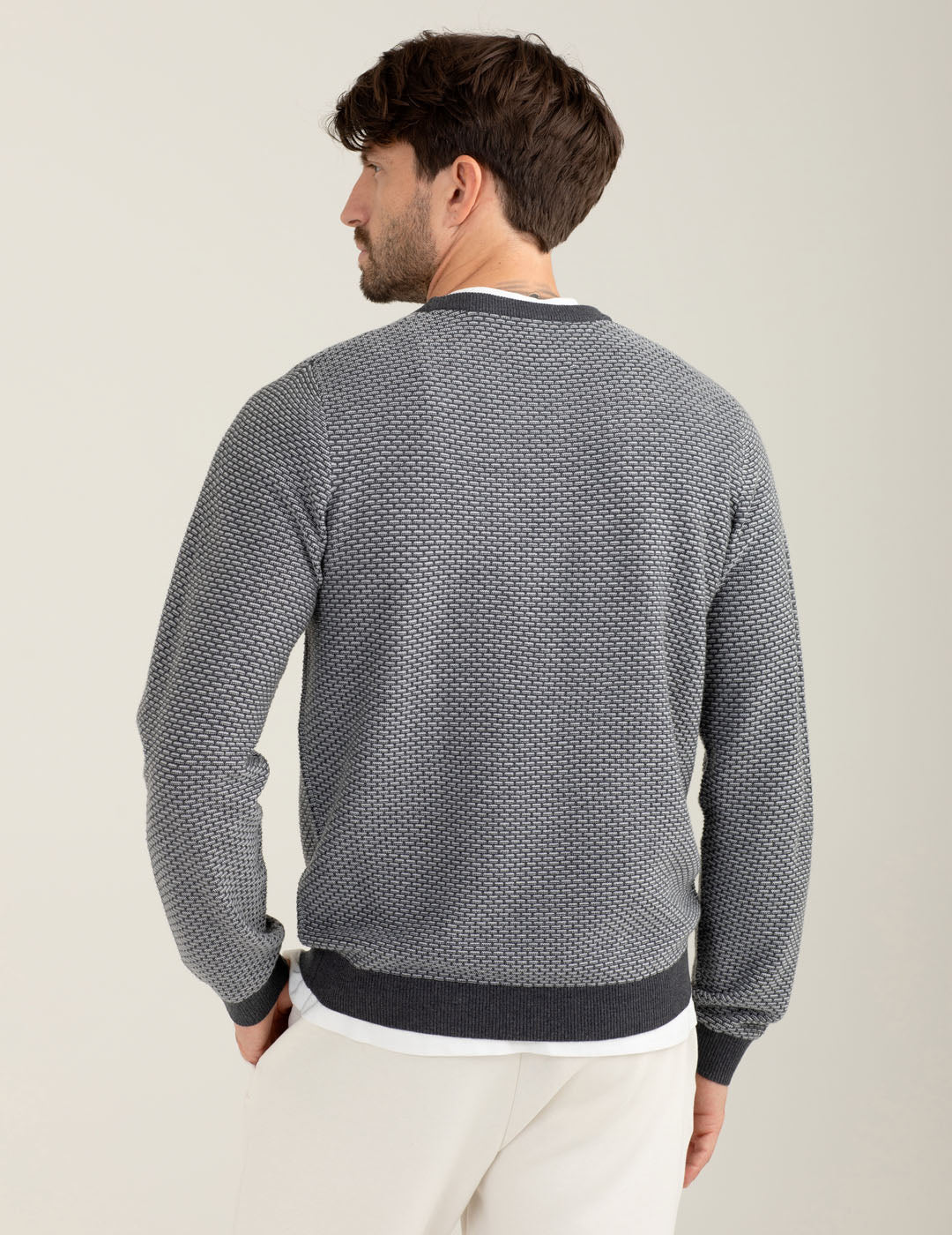 Maglia a due colori uomo antracite melange fm25w43mg cc-a0953 Maglia a due colori