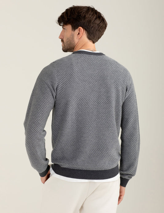 Two-tone wool blend sweater - back - 002