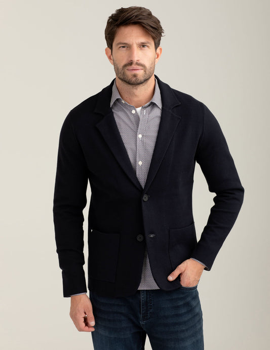 Single-breasted knit blazer - back - 002
