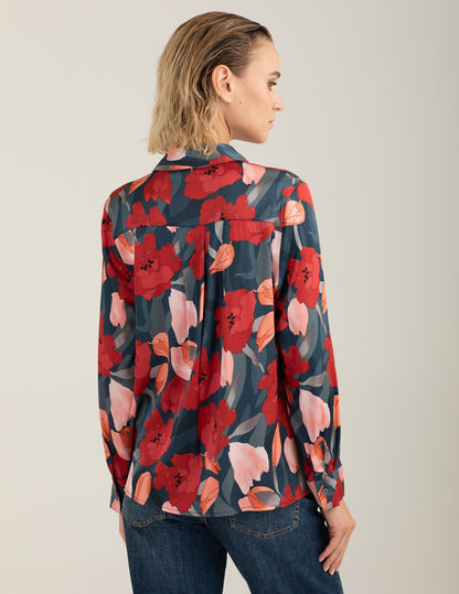 Camicia in raso stretch stampato