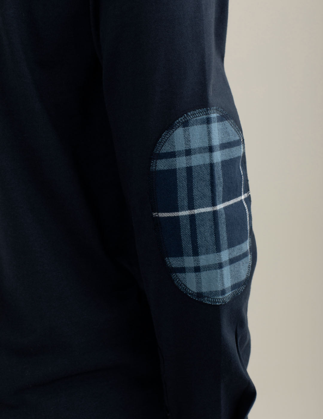Polo manica lunga con dettagli check uomo blue fm25w02qu cc-a0601 Polo manica lunga con dettagli check