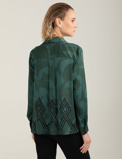 Camicia in raso stretch stampato