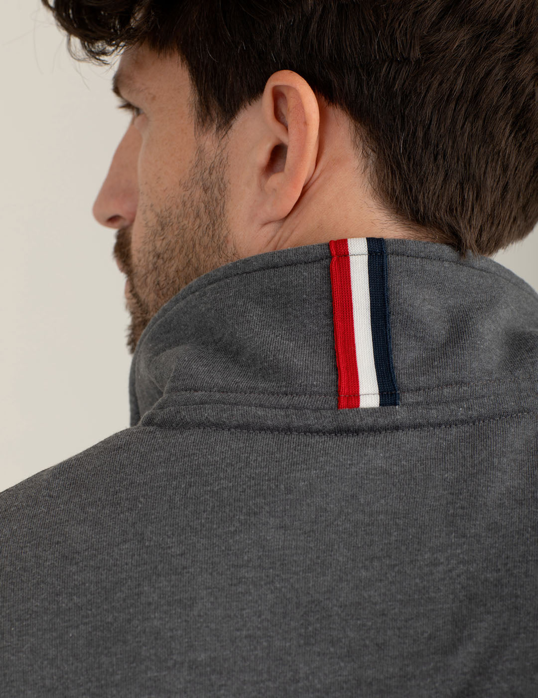 Felpa full zip con dettagli American Flag uomo antracite melange fm25w20fz cc-a0953 Felpa full zip con dettagli American Flag