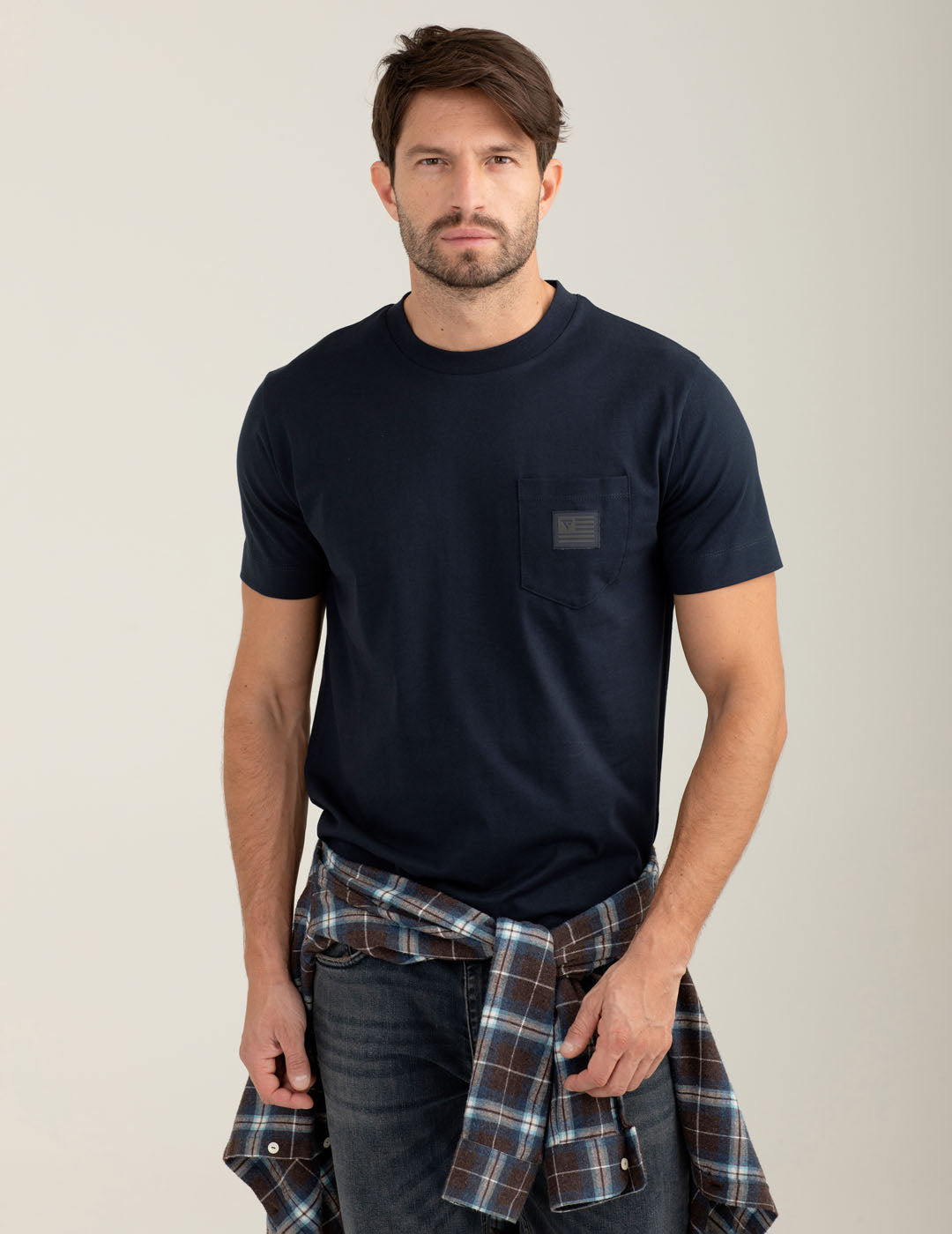 T-shirt con taschino uomo blue fm25w03tg cc-a0601 T-shirt con taschino
