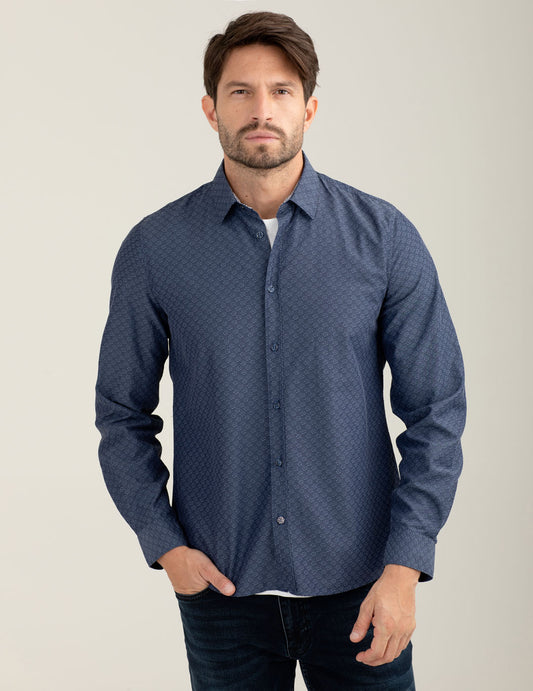 Camicia fantasia in jacquard uomo blue fm25w05ct cc-a0601