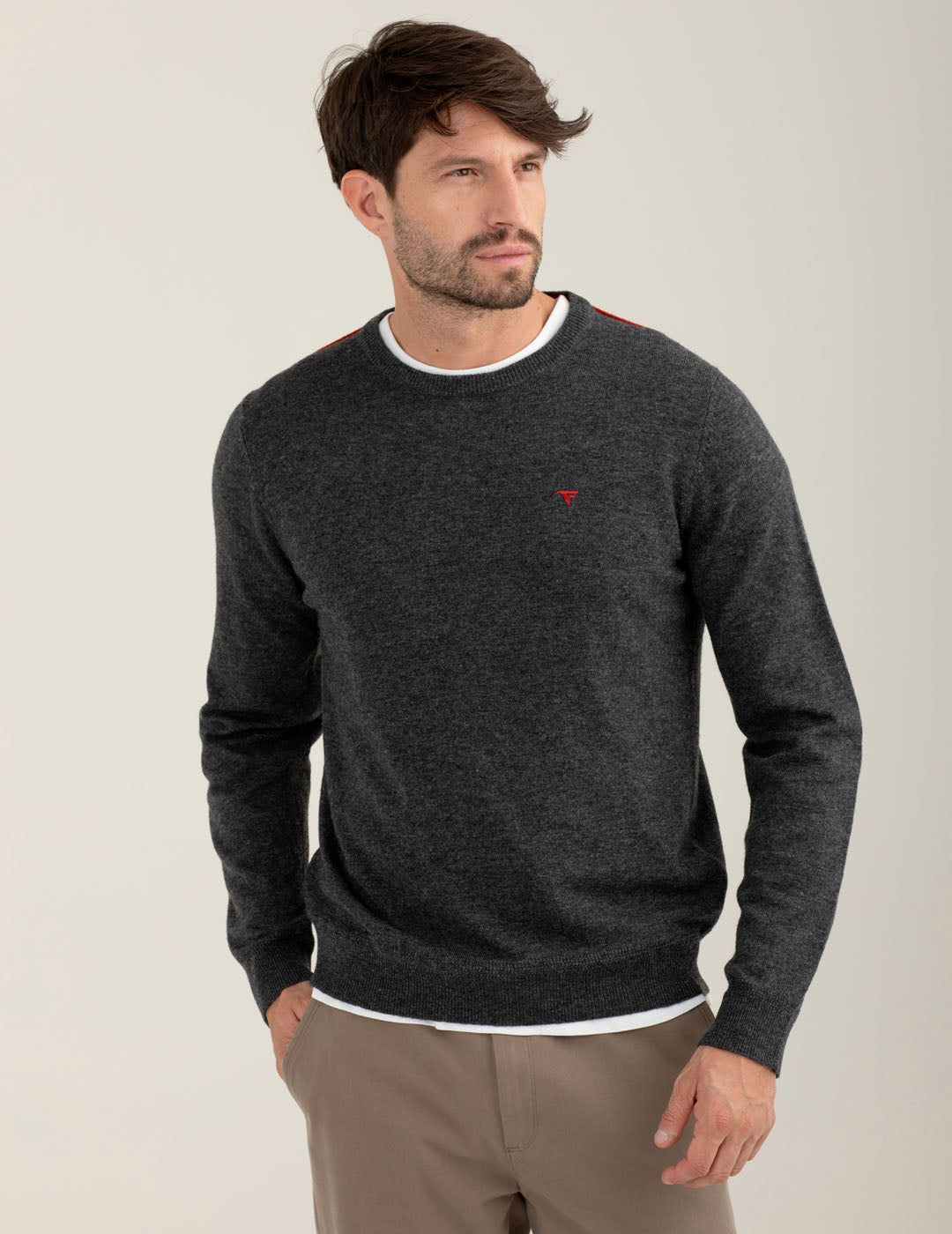 Maglia in lambswool uomo antracite melange fm25w22mg cc-a0953 Maglia in lambswool