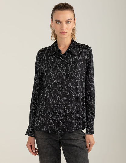Camicia in raso stretch stampato