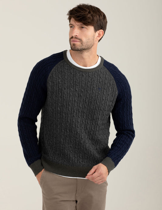 Lambswool color block sweater man army fm25w46mg cc-a0804