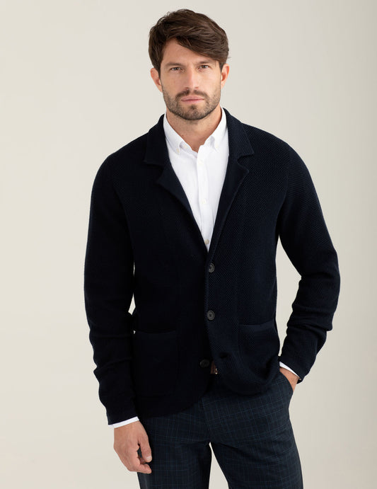 Single-breasted knit blazer man blue fm25w04bm cc-a0601