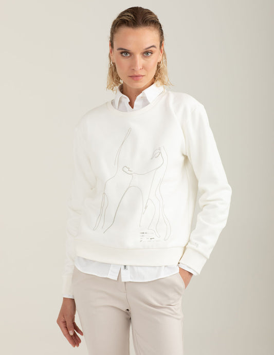 Crew-neck sweatshirt with micro chain detail woman off white fw25w10fg cc-a0002