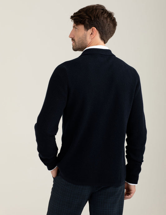 Single-breasted knit blazer - back - 002