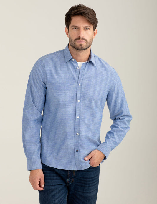 Camicia fantasia in jacquard uomo middle blue fm25w05ct cc-a1101