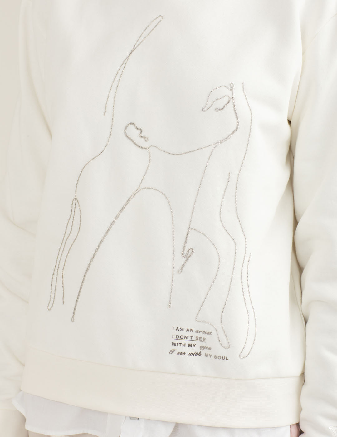 Felpa girocollo con micro-catenella donna off white fw25w10fg cc-a0002 Felpa girocollo con micro-catenella