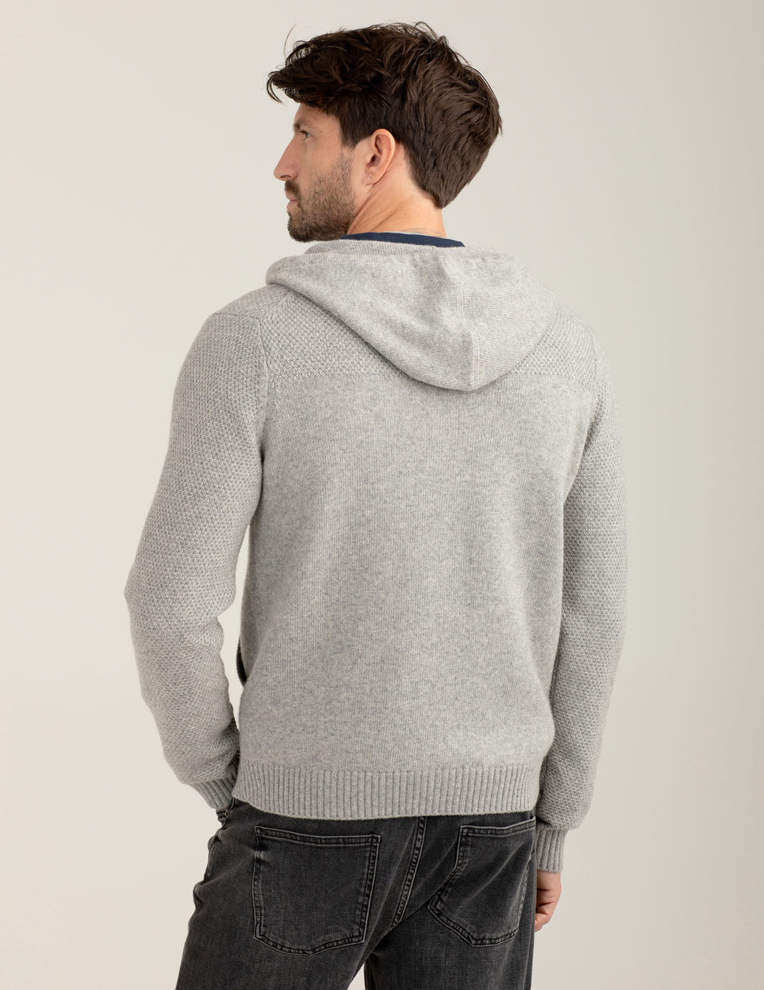 Maglia full zip in lambswool uomo gray melange fm25w25mc cc-a0901 Maglia full zip in lambswool