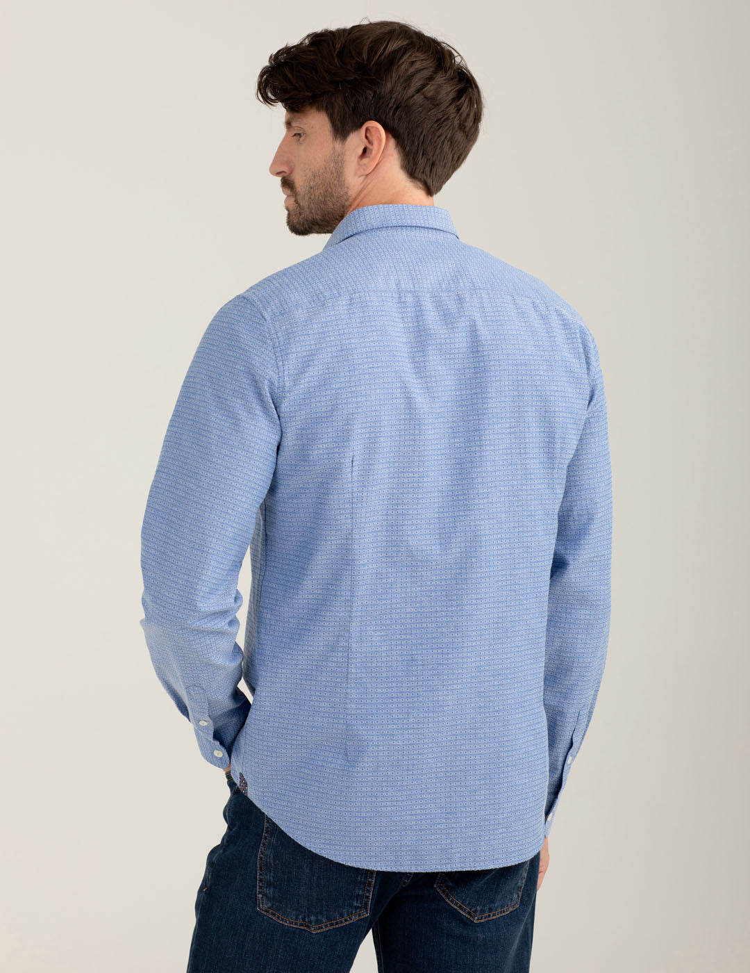 Camicia fantasia in jacquard uomo middle blue fm25w05ct cc-a1101 Camicia fantasia in jacquard