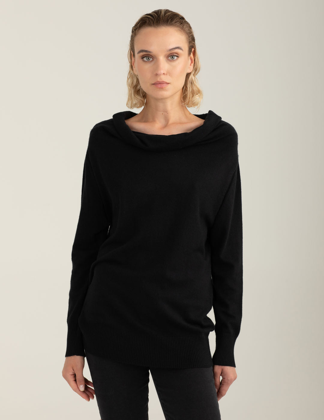 Maglia dolcevita a collo ampio donna black fw25w10md cc-a0951 Maglia dolcevita a collo ampio