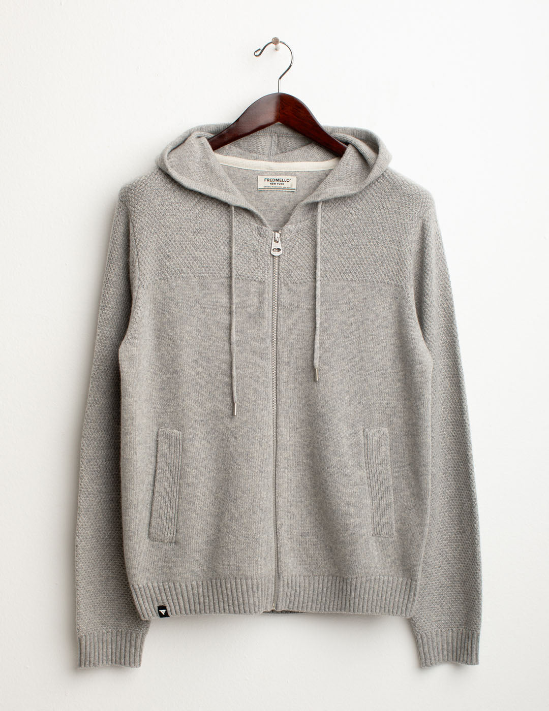 Maglia full zip in lambswool uomo gray melange fm25w25mc cc-a0901 Maglia full zip in lambswool