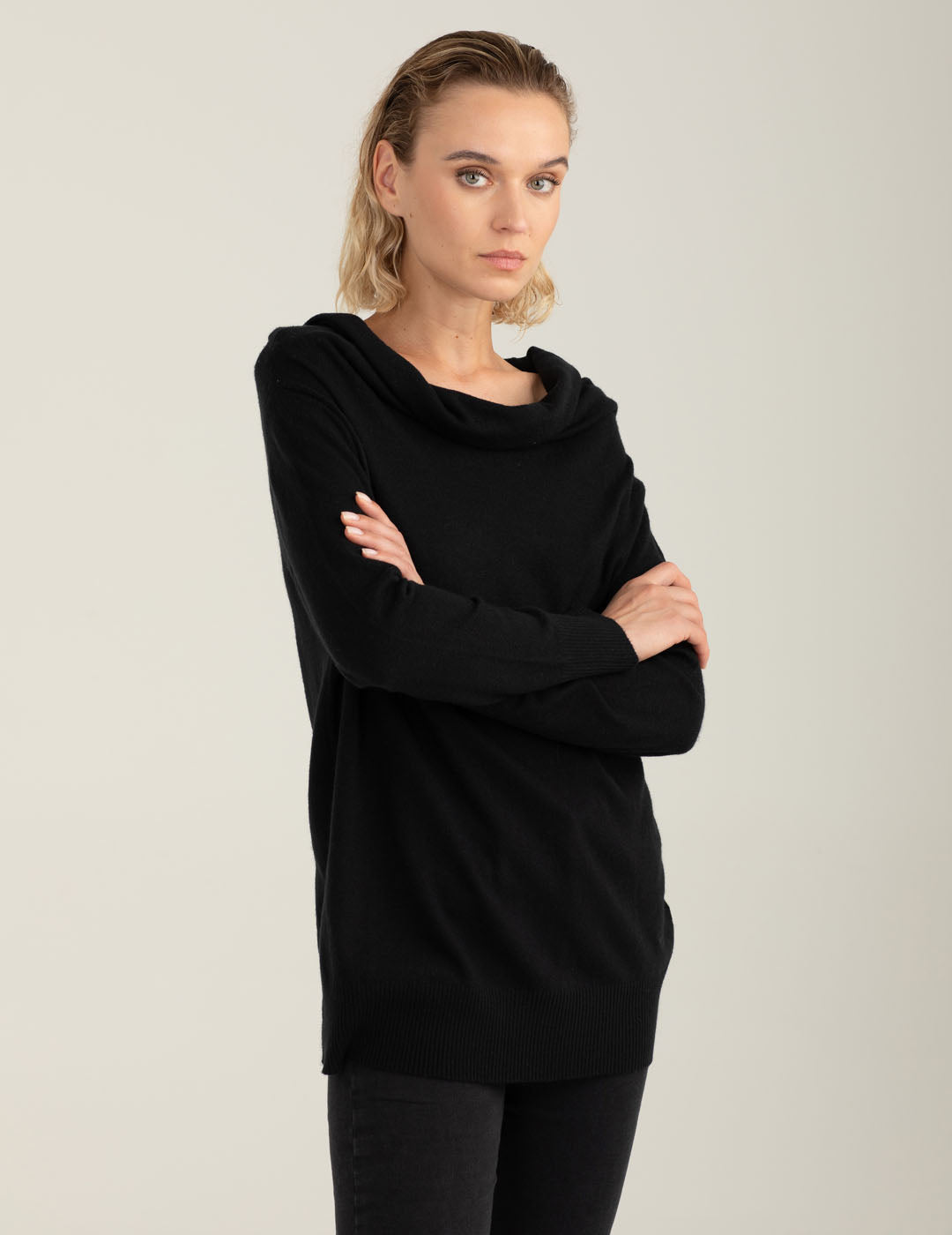 Maglia dolcevita a collo ampio donna black fw25w10md cc-a0951 Maglia dolcevita a collo ampio