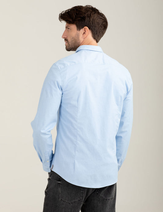 Camicia fantasia in jacquard stretch - back - 002