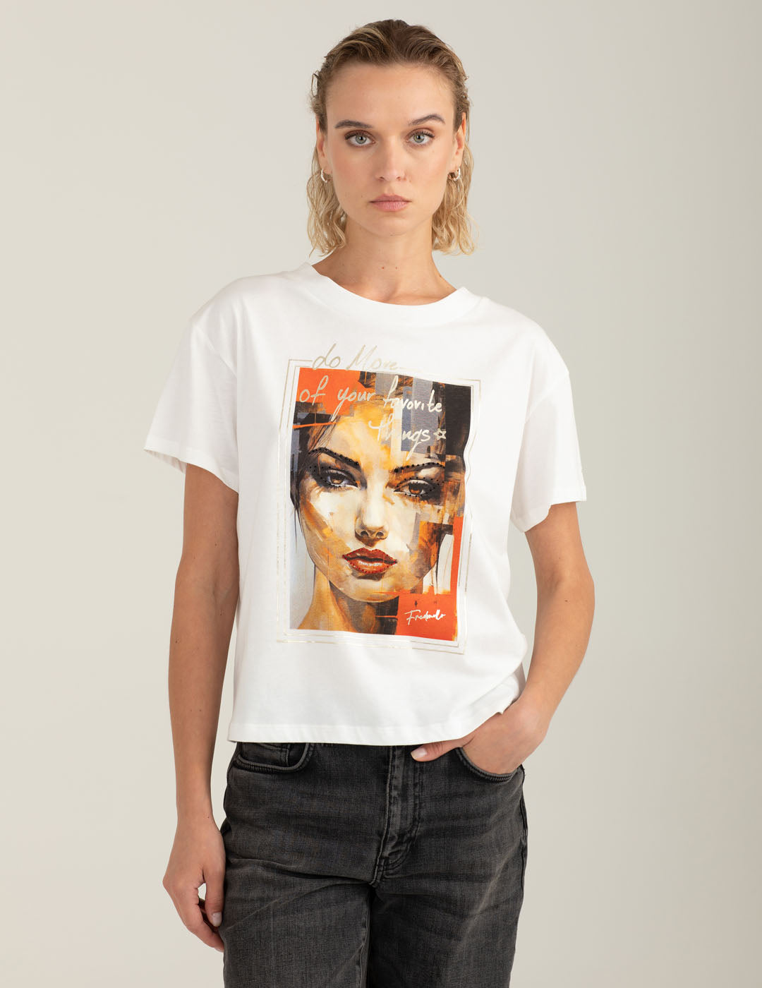 T-shirt con strass e stampa HD donna off white fw25w10tg cc-a0002 T-shirt con strass e stampa HD
