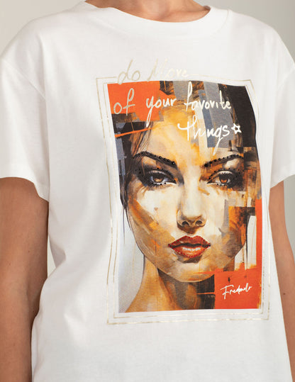 T-shirt con strass e stampa HD