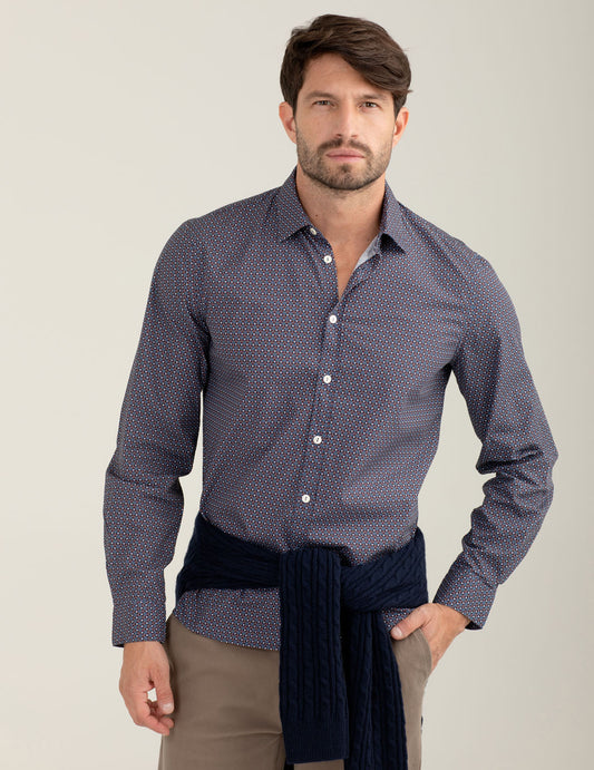 Camicia fantasia in popeline stampato uomo wood fm25w06cs cc-a0812