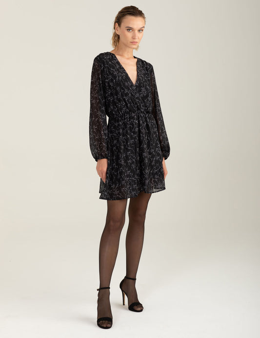 Abito in georgette stampata donna black fw25w02as cc-a0951
