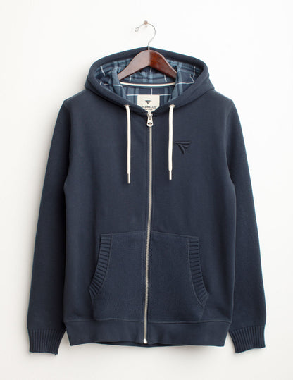Felpa full zip con cappuccio e dettagli in maglia