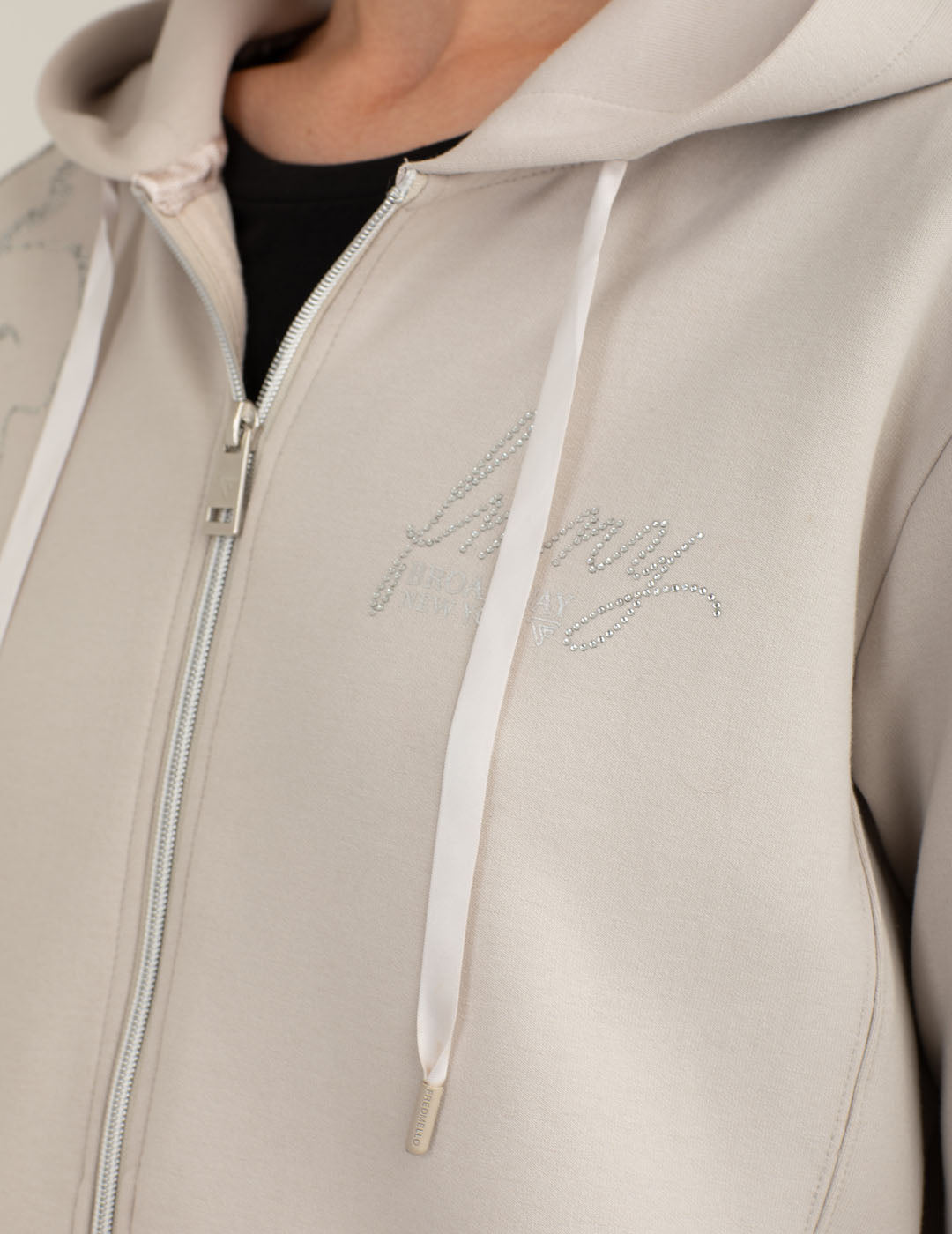 Felpa full zip con cappuccio e strass donna ice fw25w01fz cc-a0005 Felpa full zip con cappuccio e strass
