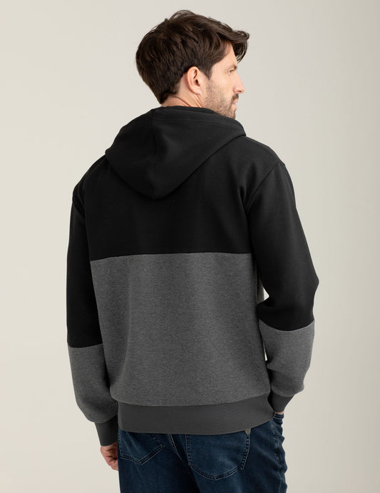 Felpa color block con zip e cappuccio - back - 002