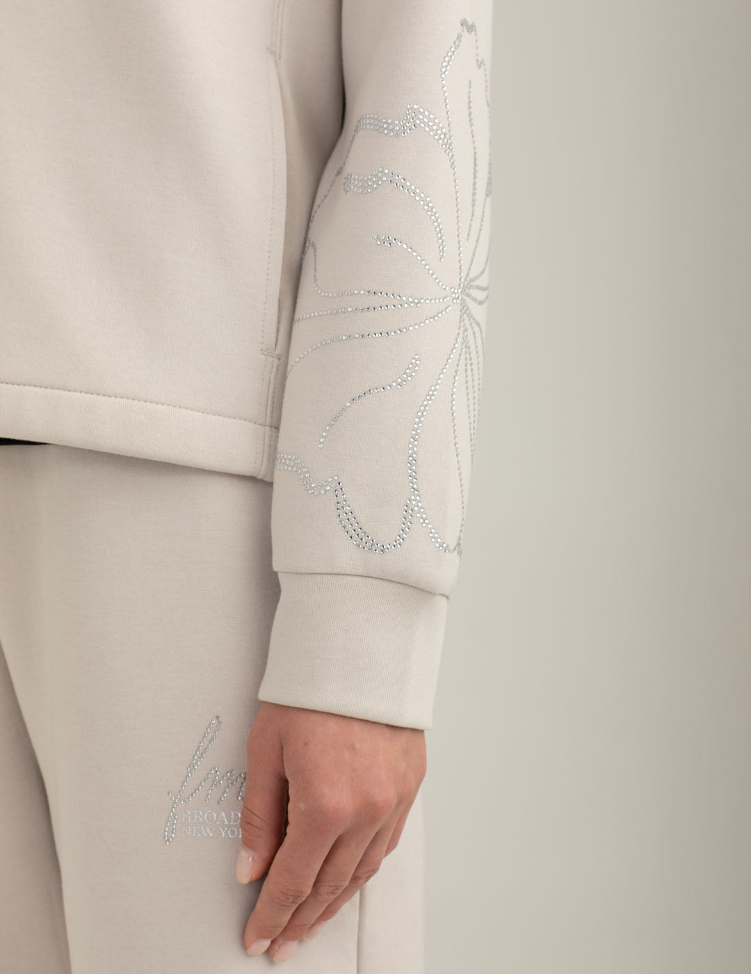 Felpa full zip con cappuccio e strass donna ice fw25w01fz cc-a0005 Felpa full zip con cappuccio e strass