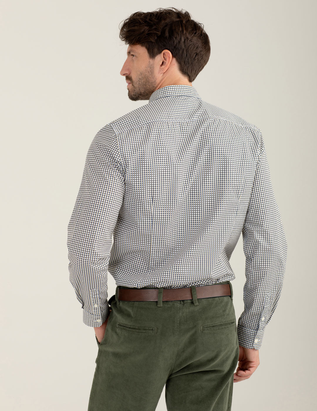 Camicia fantasia in popeline stampato uomo golden olive fm25w06cs cc-a0820 Camicia fantasia in popeline stampato