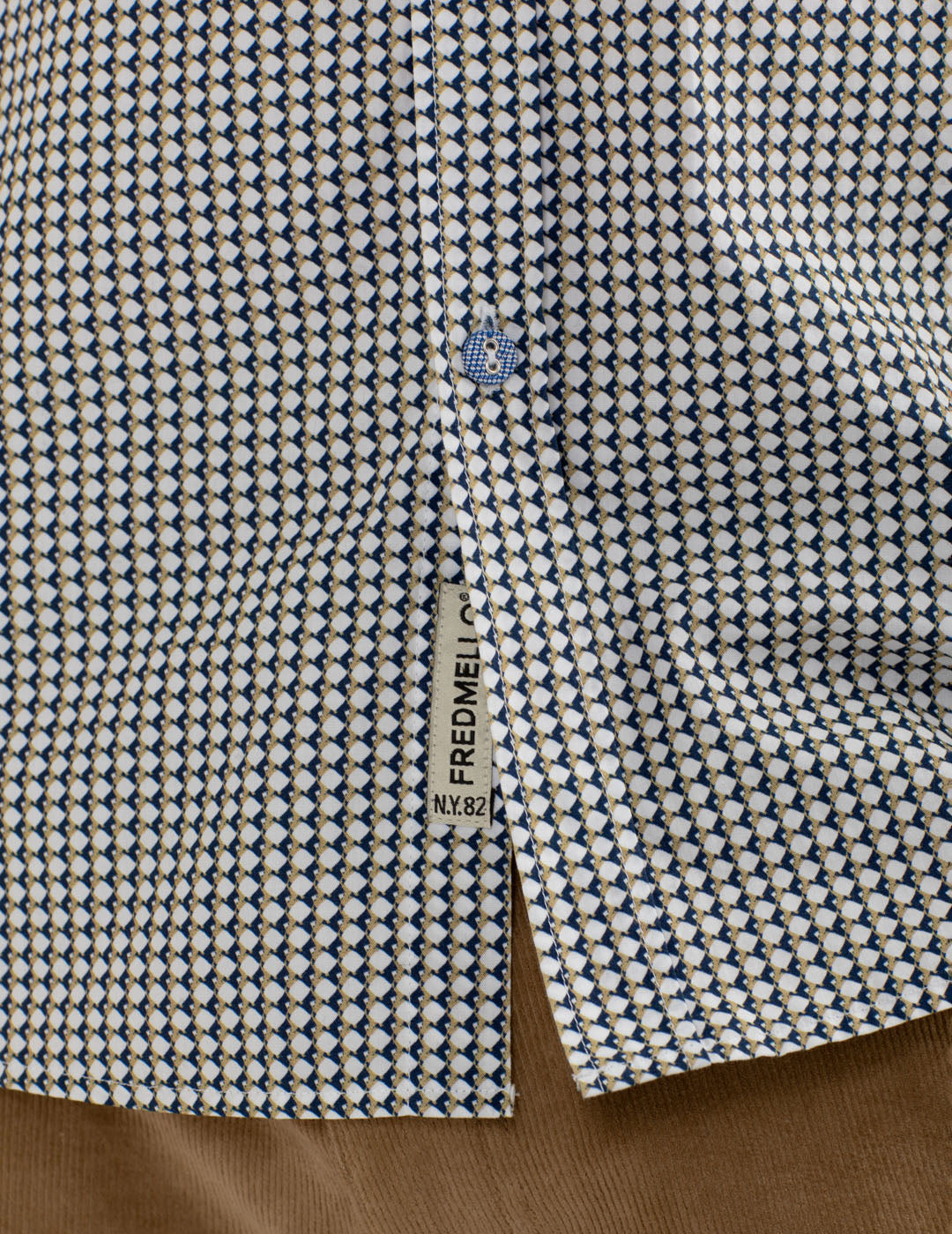Camicia fantasia in popeline stampato uomo golden olive fm25w06cs cc-a0820 Camicia fantasia in popeline stampato