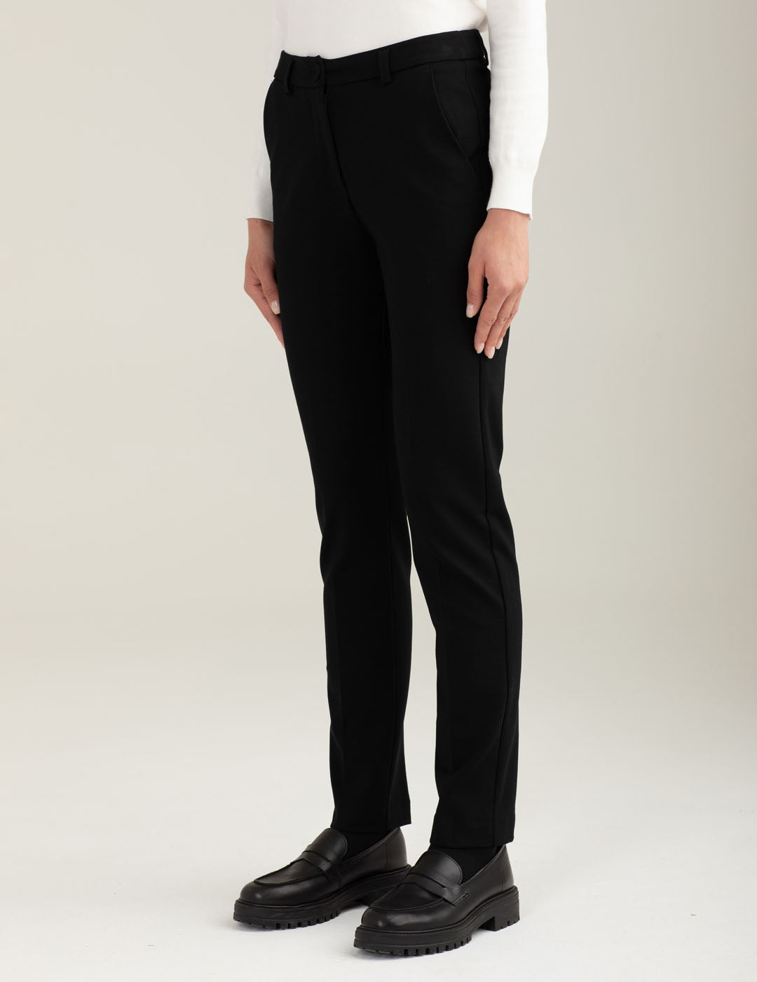 Pantalone a sigaretta in tintofilo donna black fw25w13pu cc-a0951 Pantalone a sigaretta in tintofilo