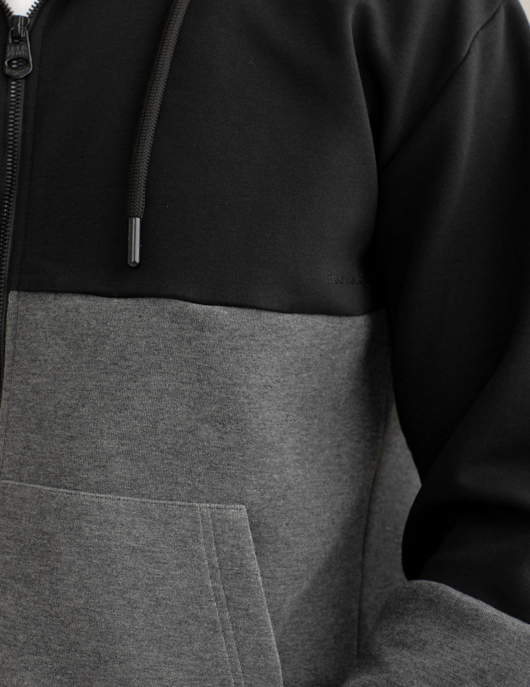 Felpa color block con zip e cappuccio uomo black fm25w10fz cc-a0951 Felpa color block con zip e cappuccio