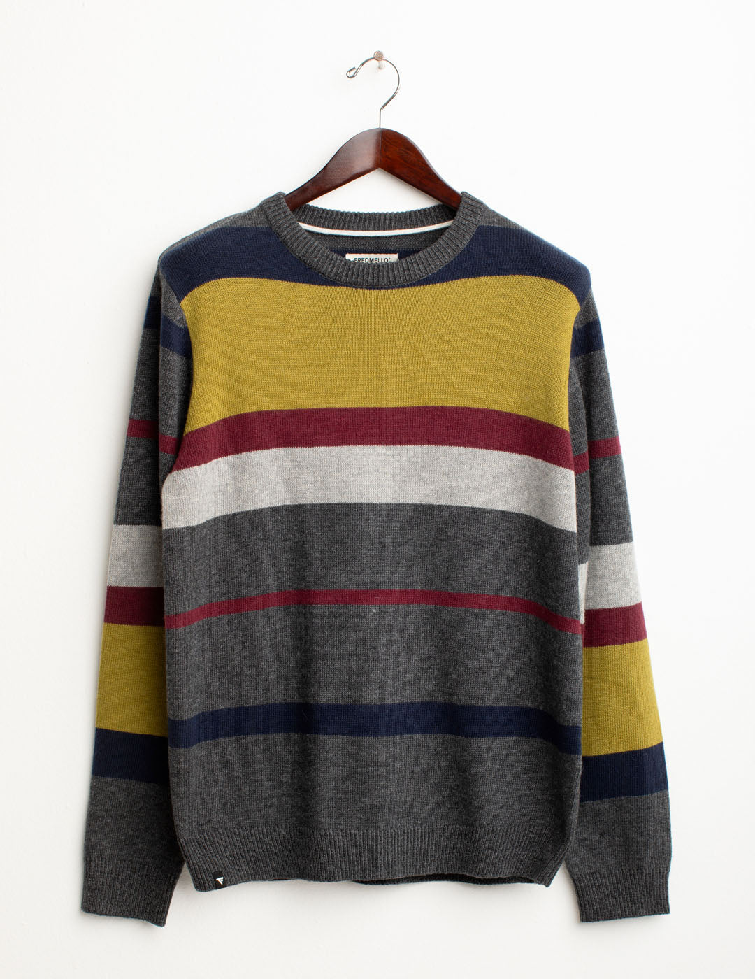 Dolcevita a righe in lambswool uomo antracite melange fm25w28mg cc-a0953 Dolcevita a righe in lambswool