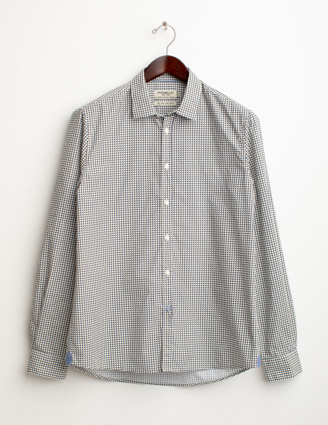 Camicia fantasia in popeline stampato uomo golden olive fm25w06cs cc-a0820 Camicia fantasia in popeline stampato