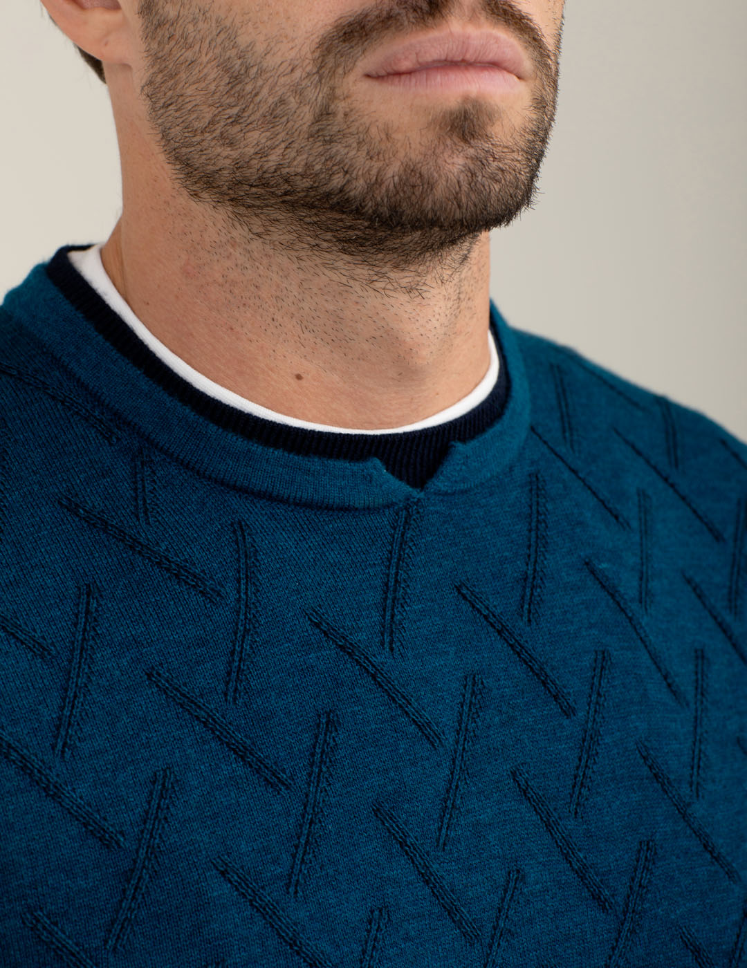 Maglia vanisé girocollo uomo ocean melange fm25w42mg cc-a0715 Maglia vanisé girocollo