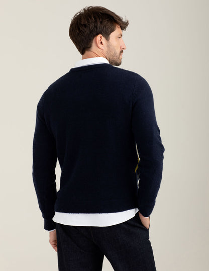 Maglia con intarsio a rombi in lambswool