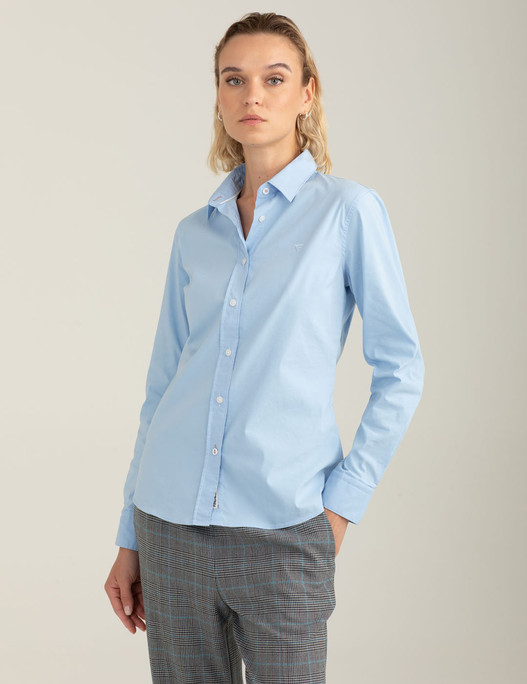 Camicia slim fit in popeline stretch donna light blue fw25w02cu cc-a1001 Camicia slim fit in popeline stretch